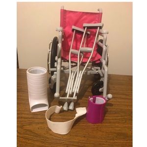 18 INCH DOLL SIZED wheelchair and accessories